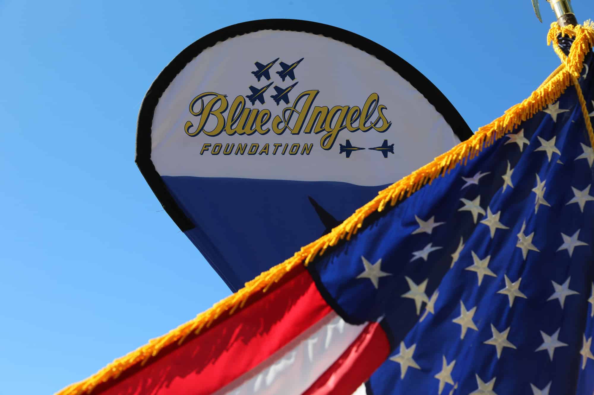 2P4A3385 Blue Angels Foundation sign with American flag